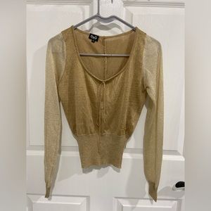 9- DOLCE & GABANA Metallic Gold Semi-Sheer Knit Sweater Top